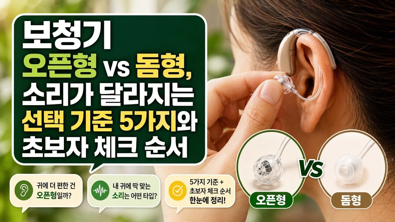보청기 오픈형 vs 돔형, 소리가 달라지는 선택 기준 5가지와 초보자 체크 순서