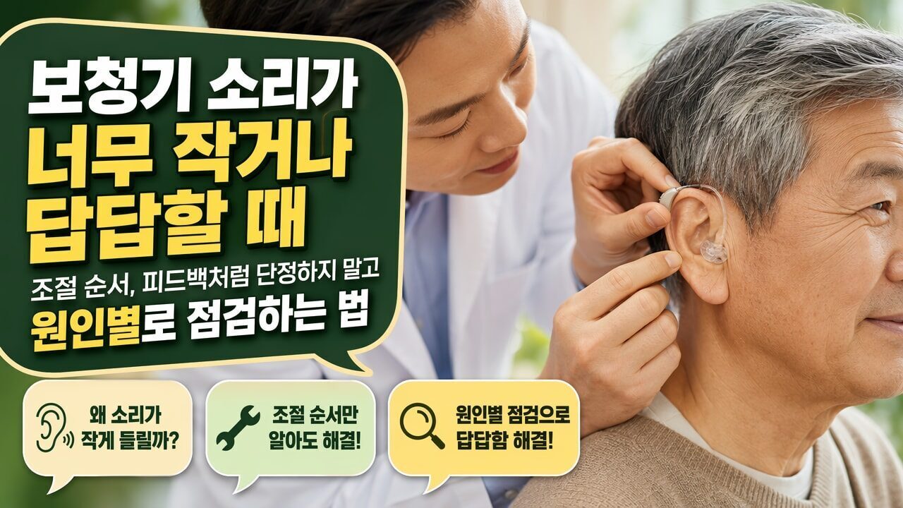 보청기 소리가 너무 작거나 답답할 때 조절 순서, 피드백처럼 단정하지 말고 원인별로 점검하는 법