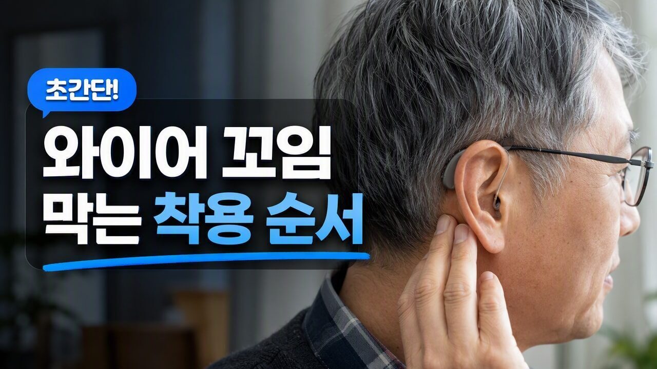 안경과 오픈형 보청기 함께 쓸 때 줄 꼬임과 떨어뜨림 방지하는 착용법